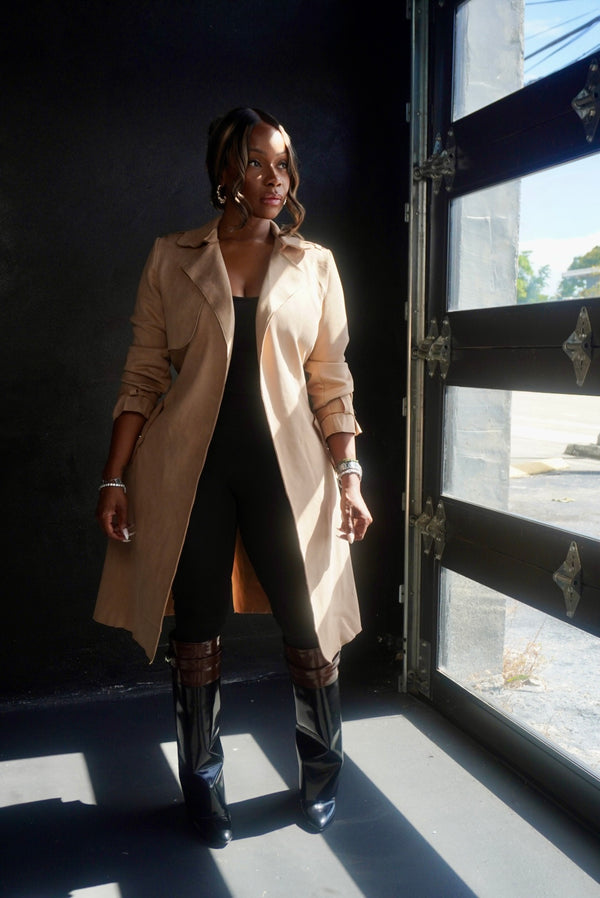 Veronica Suede Belted Trench Coat